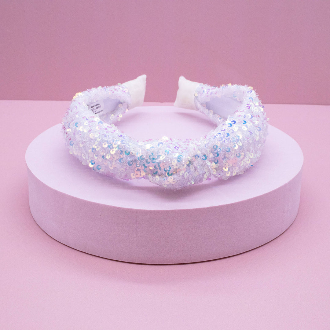 Kids Knot Headband - Sequin Knotted Hair Band Accessories: Blue