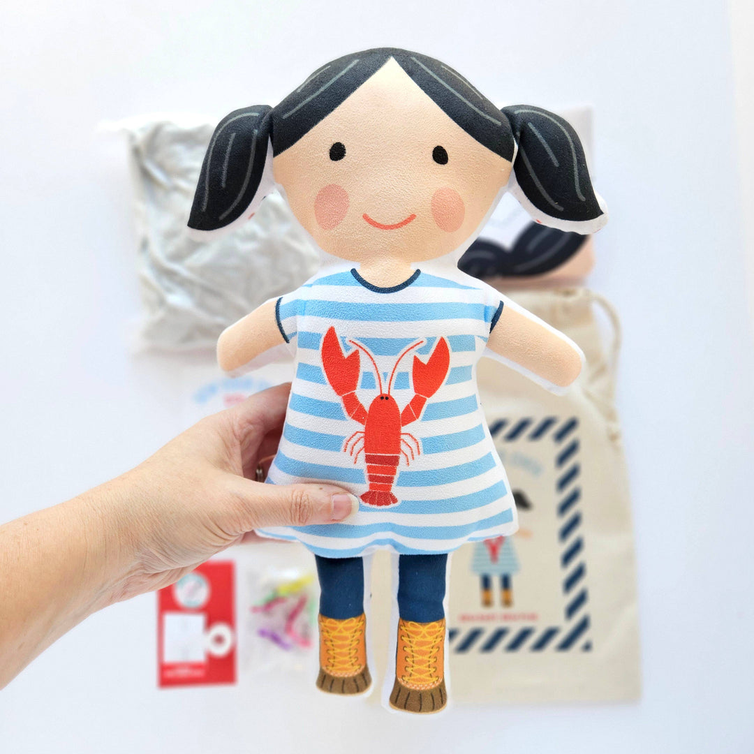Sew Your Own Lobster Girl Doll Kit, Beginner Sewing Kit