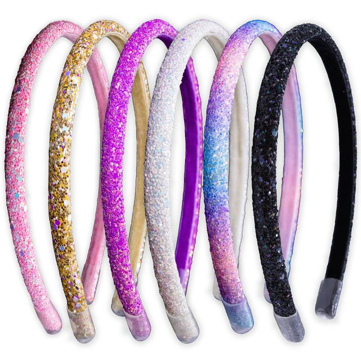 Glitter Headband - Thin Hairbands for Kids: Pink