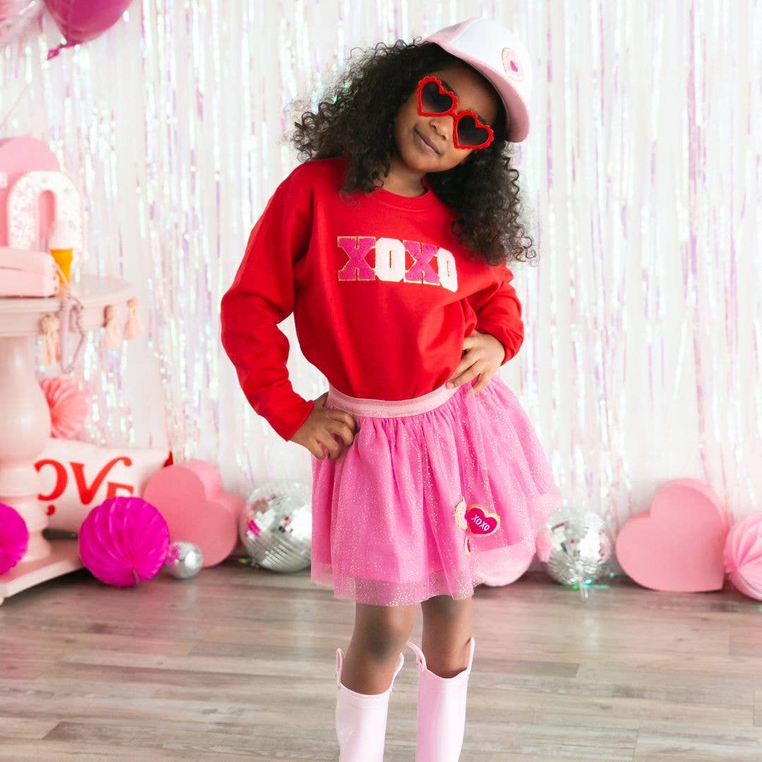 XOXO Patch Valentine's Day Sweatshirt -Kid's Valentine's Day: 7/8Y