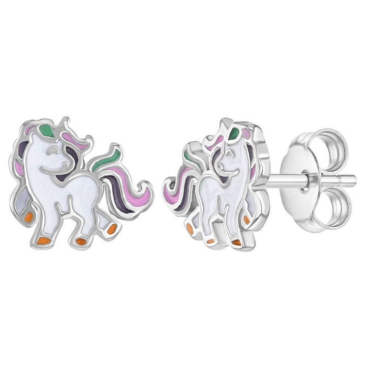 Fancy Galloping Unicorn Girls Jewelry Set - Sterling Silver