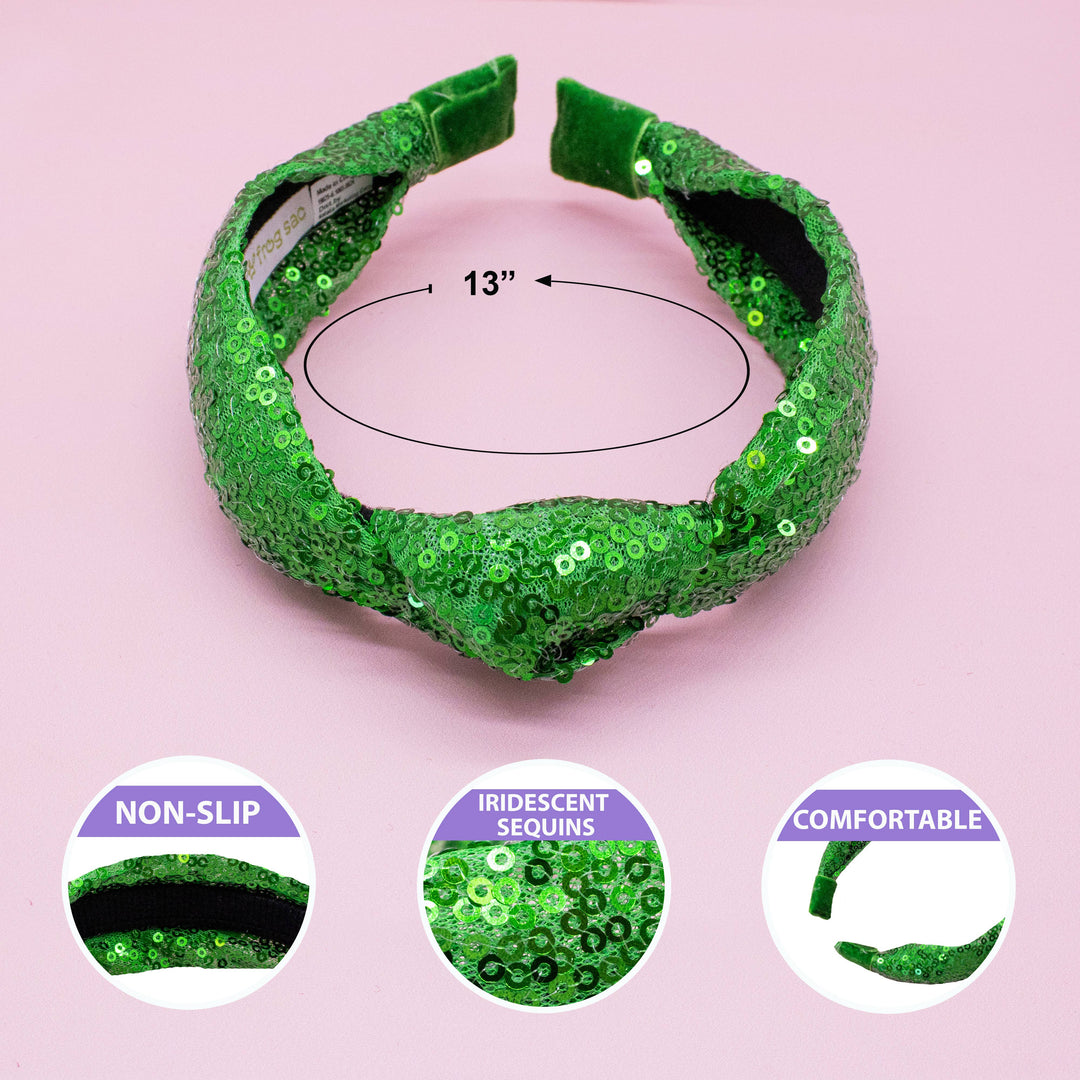 Sequin Knot Headband - Valentine's, Christmas, St. Patrick's: Green
