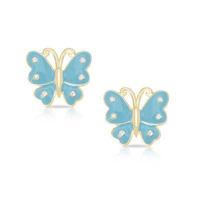Butterfly Stud Earrings with Crystals: Pink