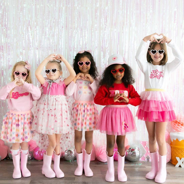 Heart Patch Valentine's Day Tutu - Kids Dress Up Skirt: 1-2Y