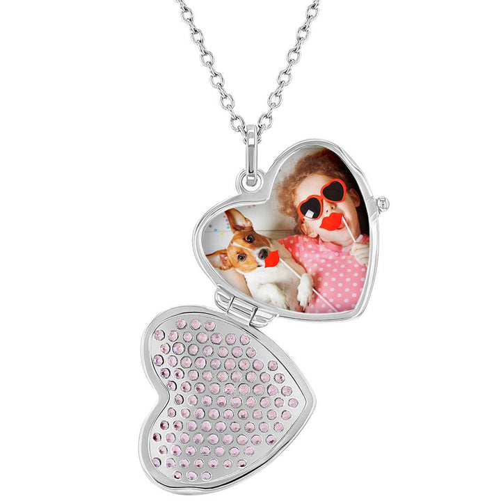 Pave Heart CZ Locket Children's Necklace - Sterling Silver