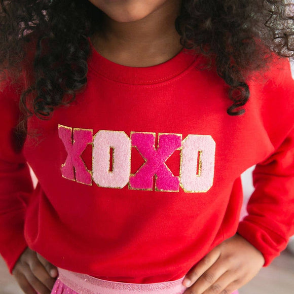 XOXO Patch Valentine's Day Sweatshirt -Kid's Valentine's Day: 7/8Y