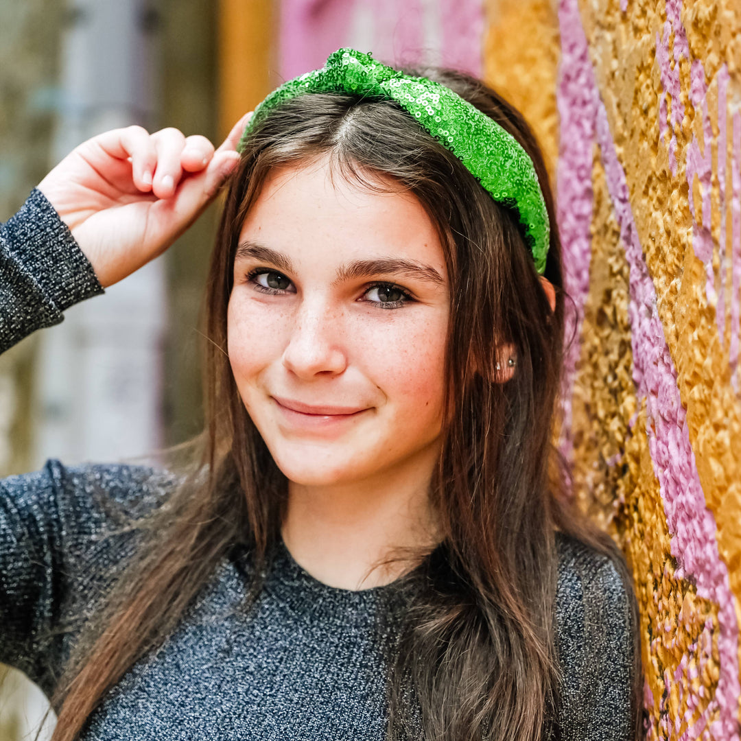 Sequin Knot Headband - Valentine's, Christmas, St. Patrick's: Green