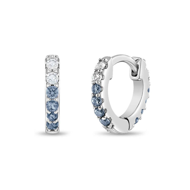 Colorful CZ 8mm Toddler Kids Earrings Hoop - Sterling Silver: Pink CZ
