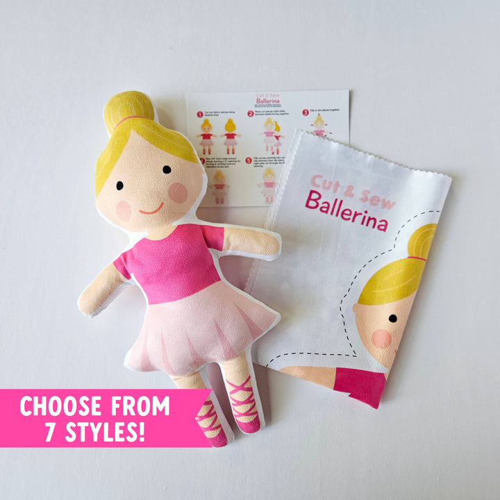 Cut & Sew Ballerina Plush Doll – Easy Sewing Craft Kit
