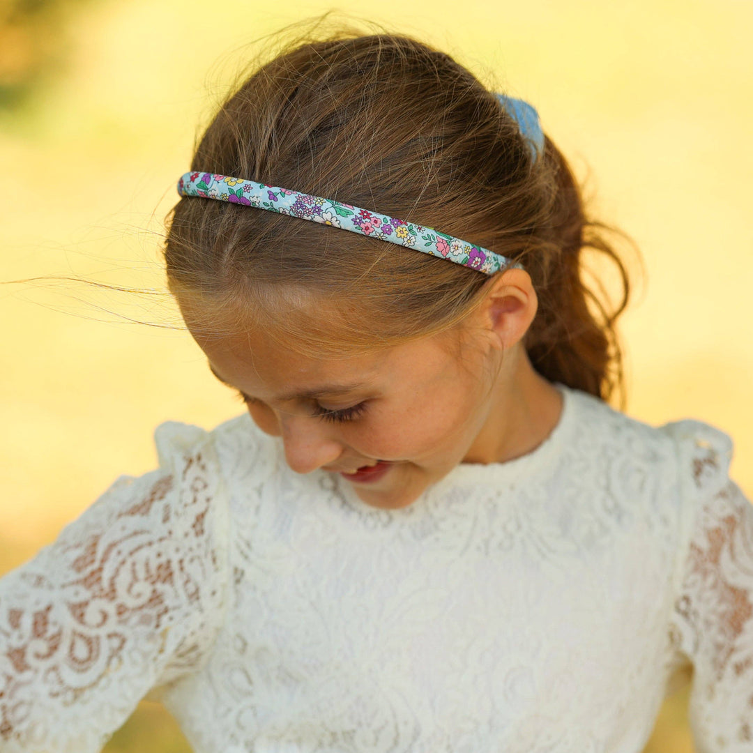 Thin Floral Headband - Non Slip Hair Accessories for Kids: Light Blue