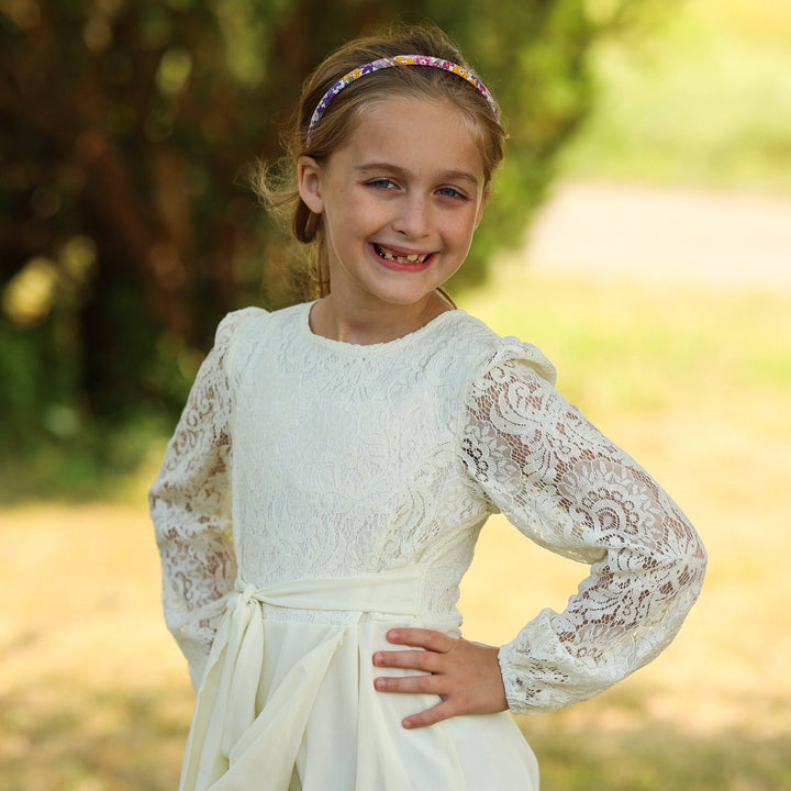 Thin Floral Headband - Non Slip Hair Accessories for Kids: Light Blue