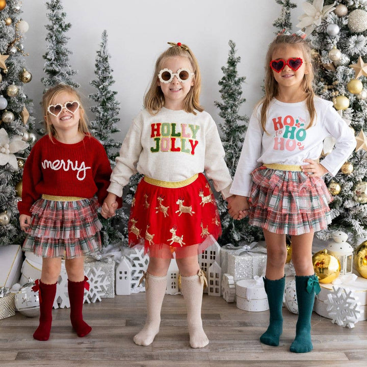 Merry Christmas Yarn Knit Sweater - Kids Holiday Sweater: 12-18M