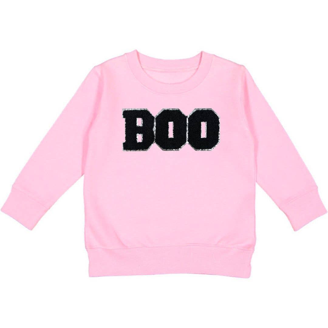 Boo Patch Halloween Sweatshirt - Pink: 7/8Y