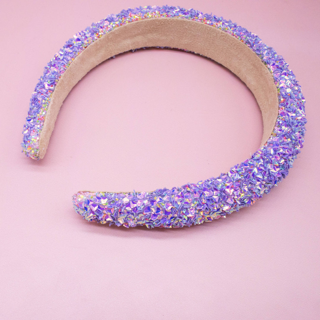 Kids Padded Headband - Chunky Sequin Hair Band: Purple
