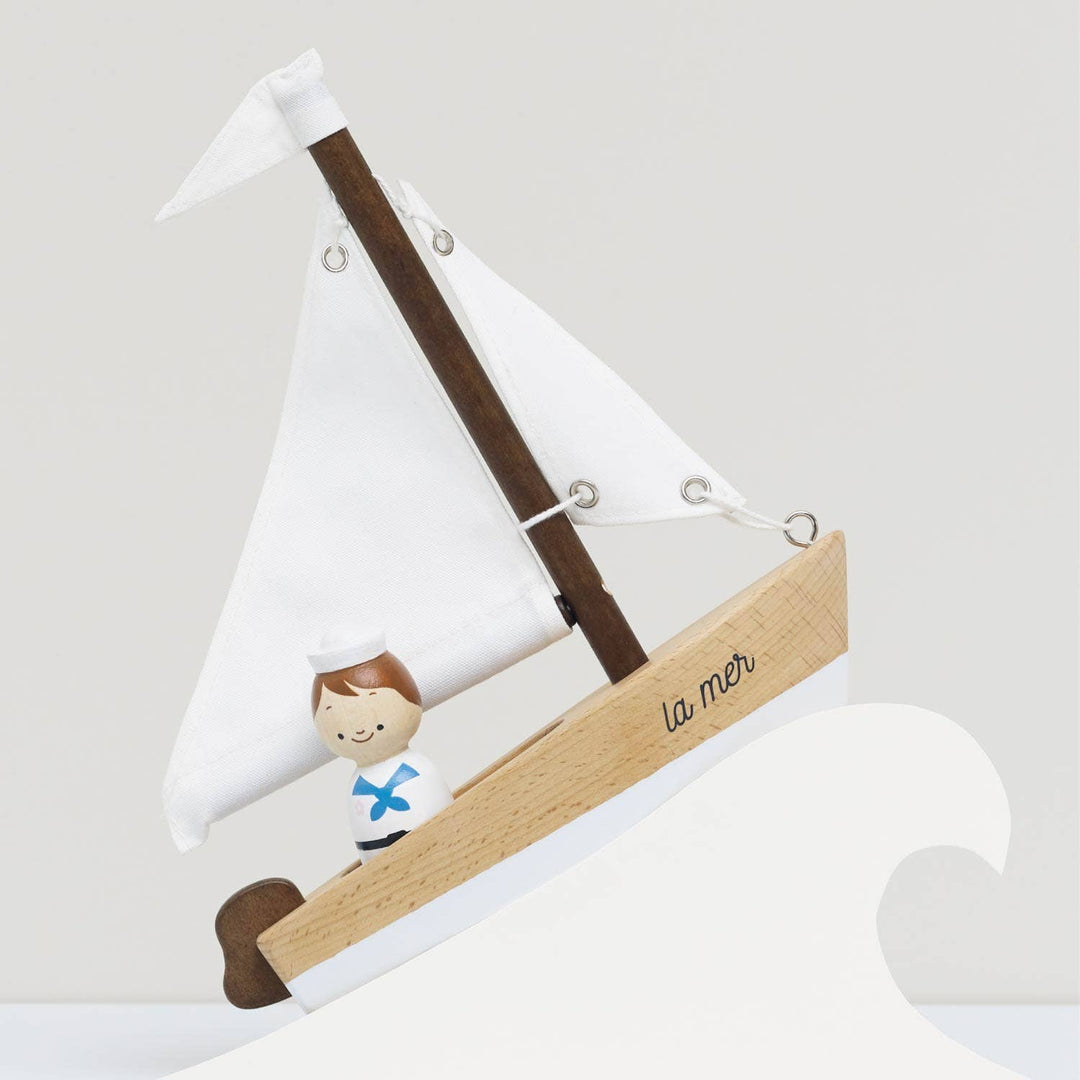 Wooden Sailing Boat &amp; Captain
