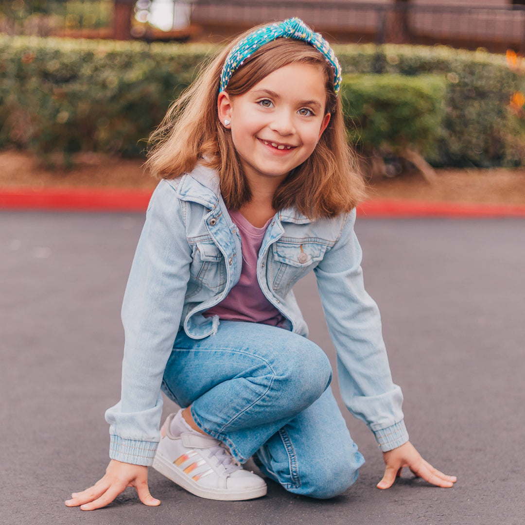 Kids Knot Headband - Confetti Hair Accessories for Girls: Aqua