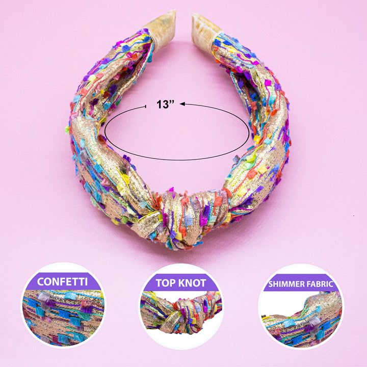 Kids Knot Headband - Confetti Hair Accessories for Girls: Gold