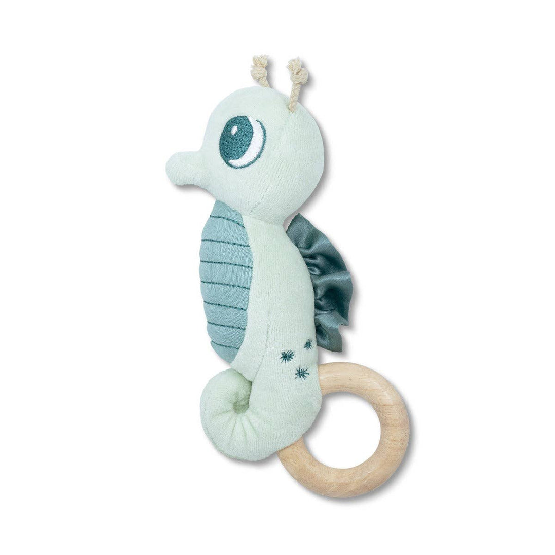 Teal Seahorse Teething Rattle: Teal