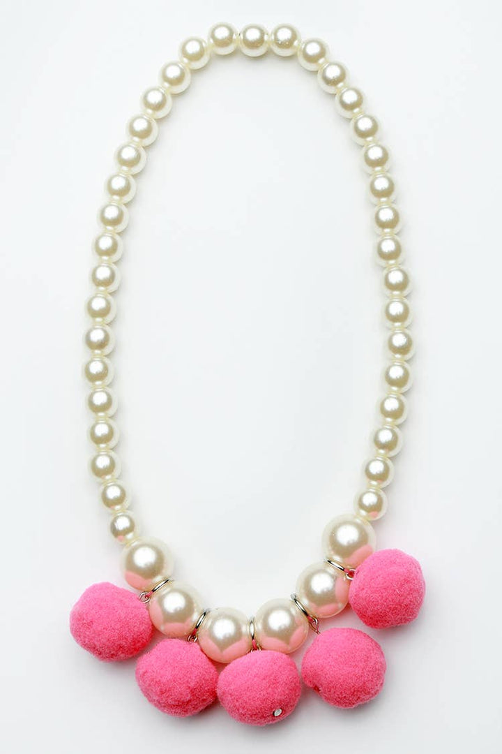 Pom Pom Necklace: Hot Pink