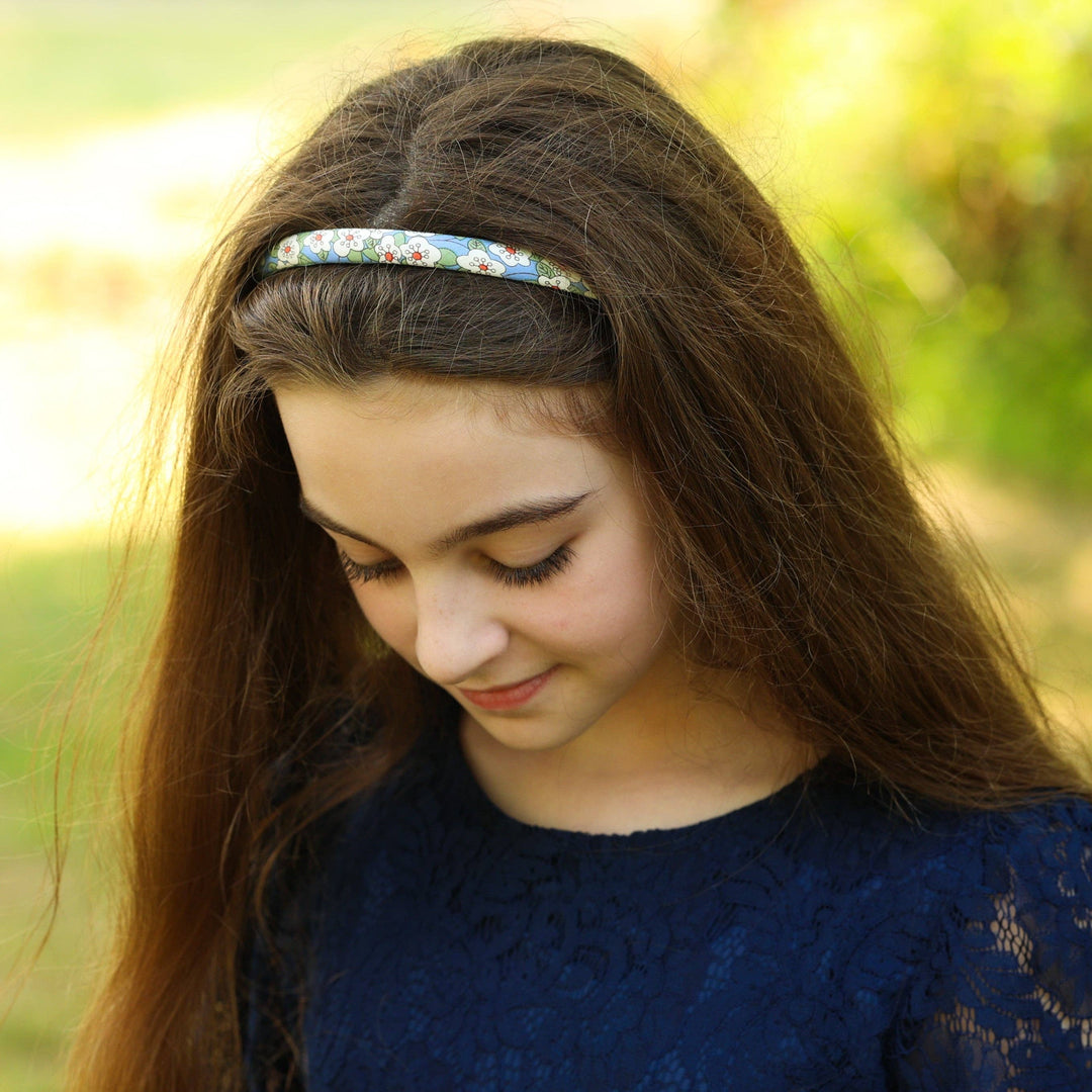 Thin Floral Headband - Non Slip Hair Accessories for Kids: Light Blue