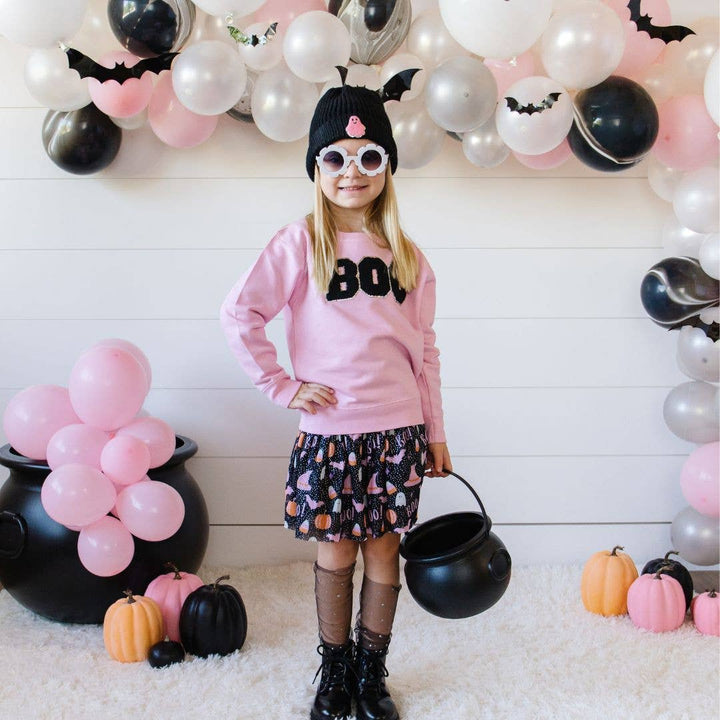 Boo Patch Halloween Sweatshirt - Pink: 7/8Y