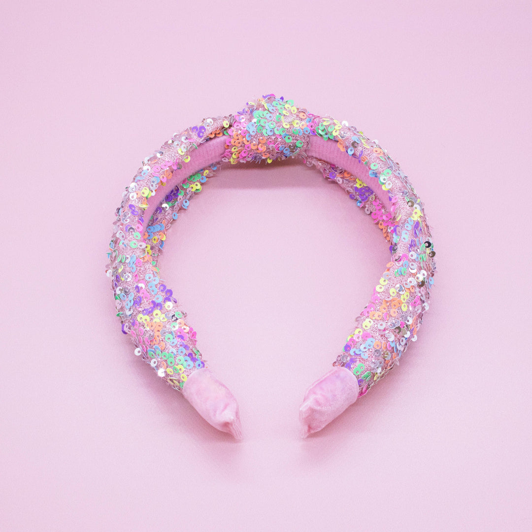 Kids Knot Headband - Sequin Knotted Hair Band Accessories: Blue