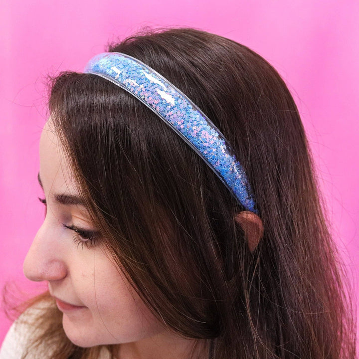 Shaker Glitter Headband with Teeth: Purple