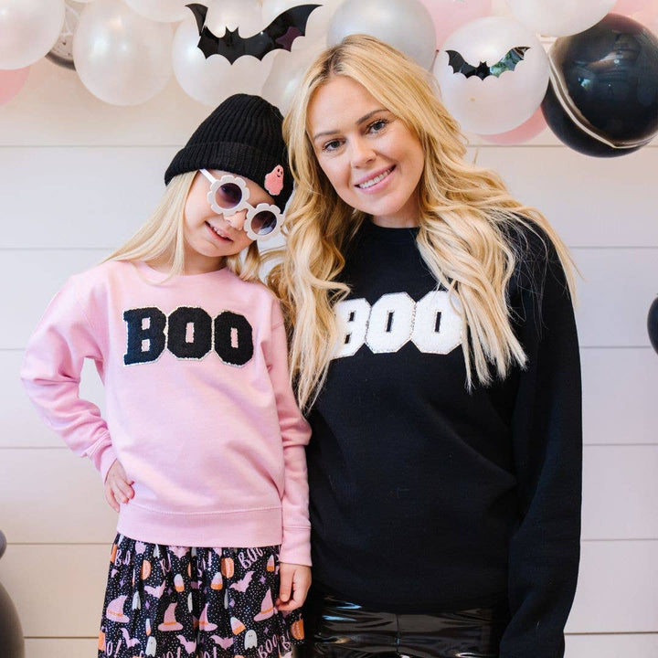 Boo Patch Halloween Sweatshirt - Pink: 7/8Y