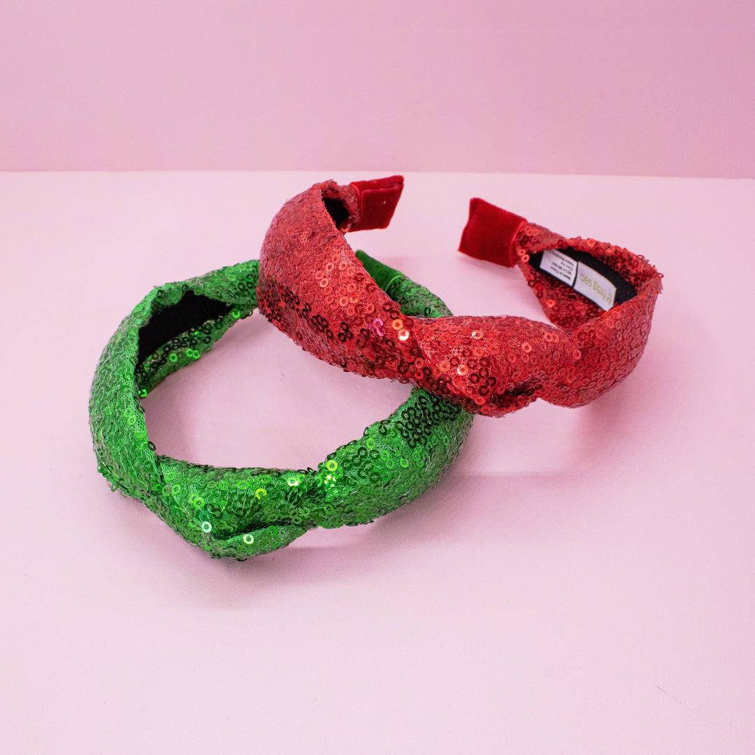 Sequin Knot Headband - Valentine's, Christmas, St. Patrick's: Green