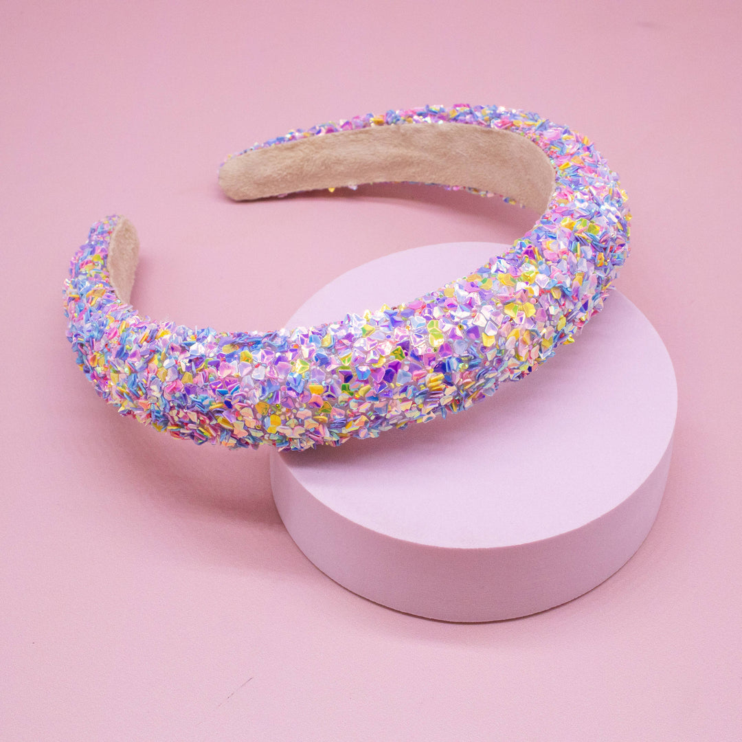 Kids Padded Headband - Chunky Sequin Hair Band: Multi-Colored