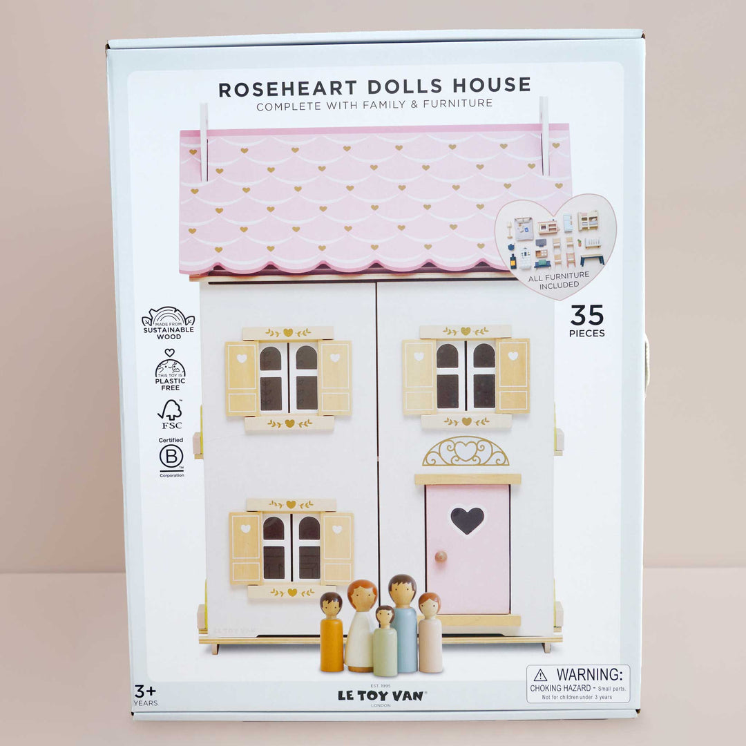 Roseheart Wooden Dolls House, Furniture & Family