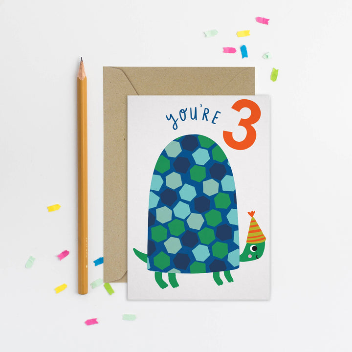 Age 3 Tortoise Birthday Card | Children’s Birthday Card