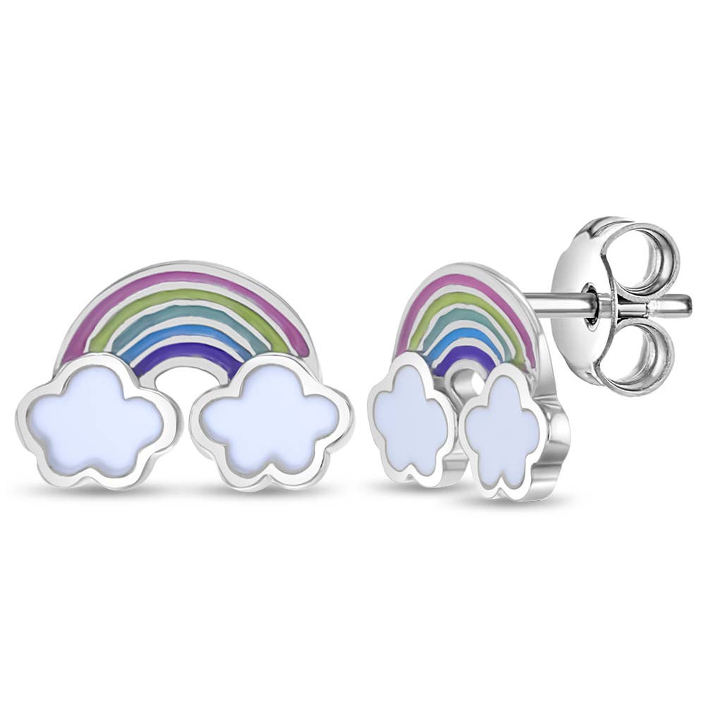 Whimsical Rainbow Girls Earrings - Sterling Silver