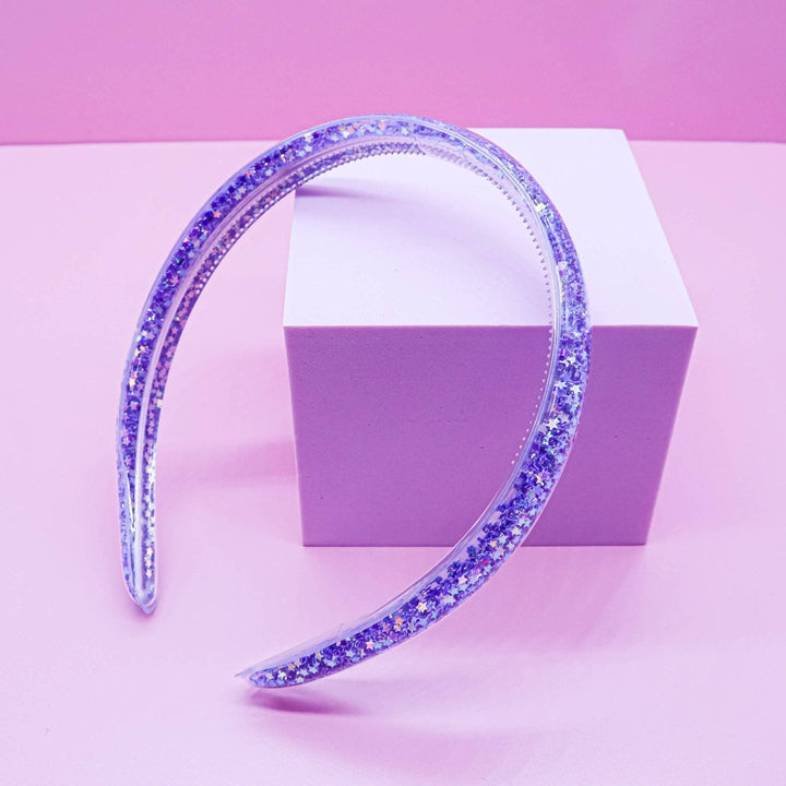 Shaker Glitter Headband with Teeth: Purple