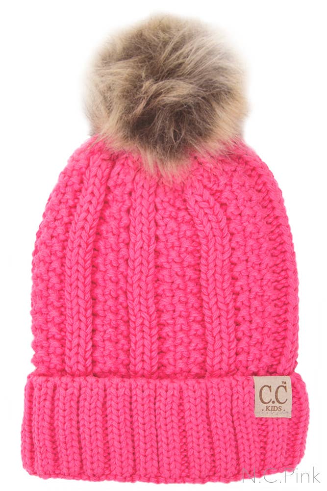 CC Kids Solid Color Lining Beanie: Pale Pink