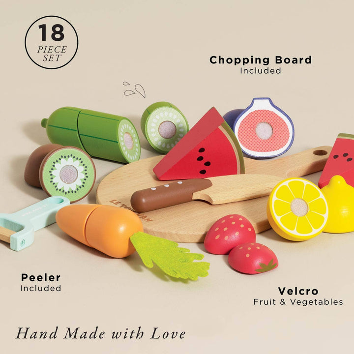 Wooden Chopping Board &amp; Sliceable Play Food