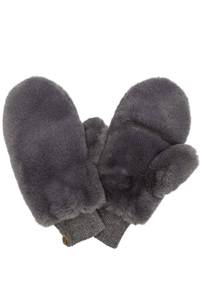 C.C Faux Fur Mittens with Shepherd Lining: Black
