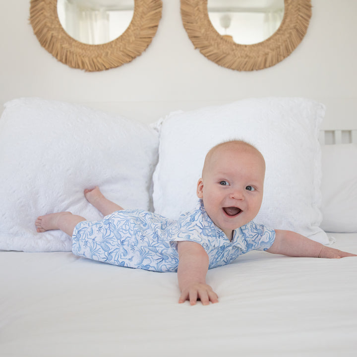 Portside Polo Romper-Octopus Toile