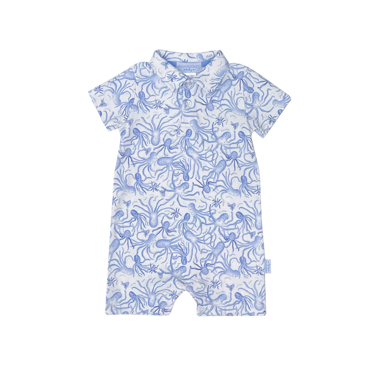 Portside Polo Romper-Octopus Toile