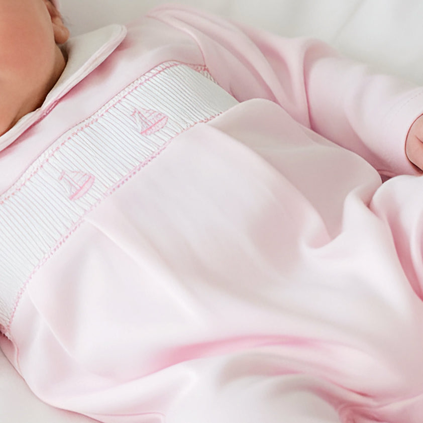 Set Sail Smocked Footed Romper-Primrose