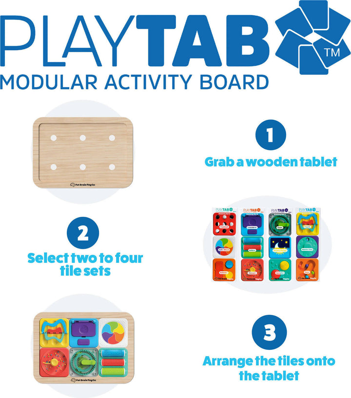 PlayTab Modular Wooden Activity Board – Magnetic Base for Sensory Play Tiles