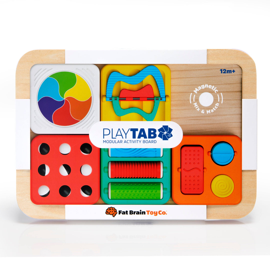 PlayTab Modular Wooden Activity Board – Magnetic Base for Sensory Play Tiles