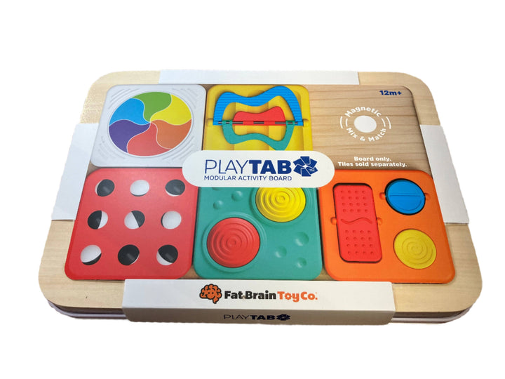 PlayTab Modular Wooden Activity Board – Magnetic Base for Sensory Play Tiles