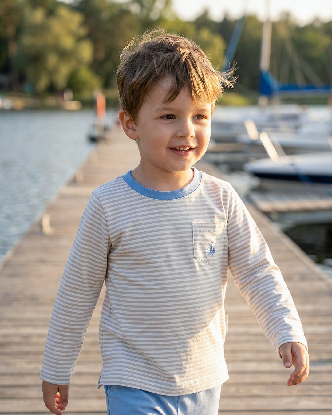 Mariner Stripe Tisbury Tee-Sand