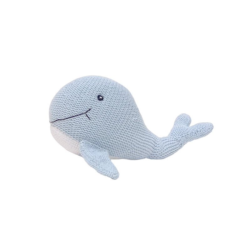 Winston The Whale Knitted Rattle Doll