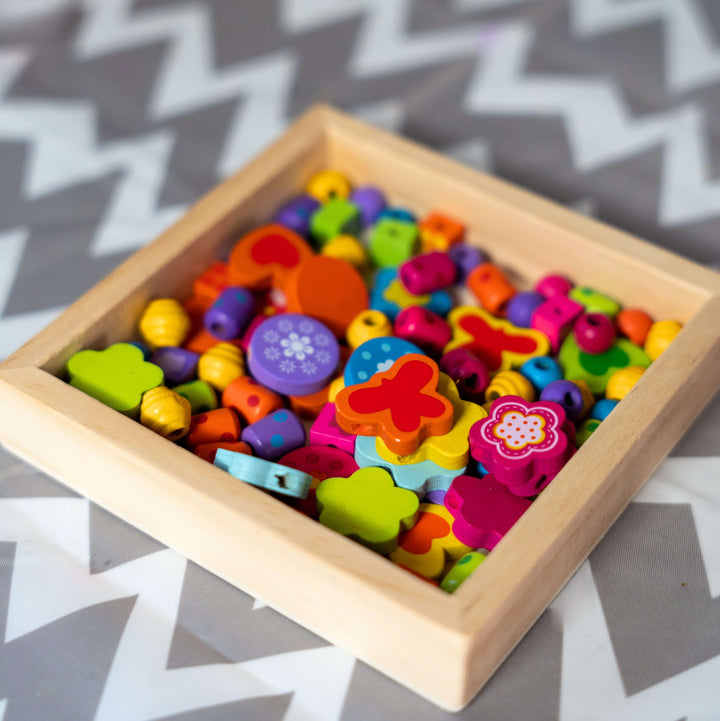 Wooden Bead Hearts & Butterflies Necklace