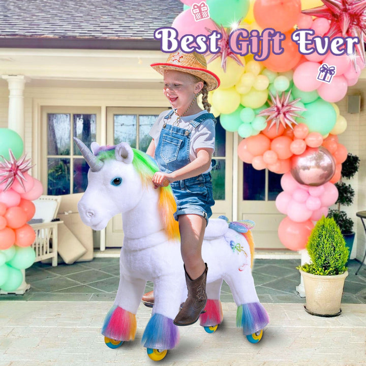 Model X Ride on Rainbow Unicorn for Age 4-7
