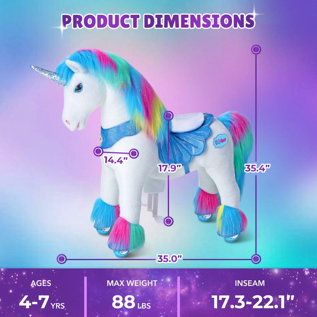 Model Y® Rainbow Unicorn Rideable Toy for Age 4-7