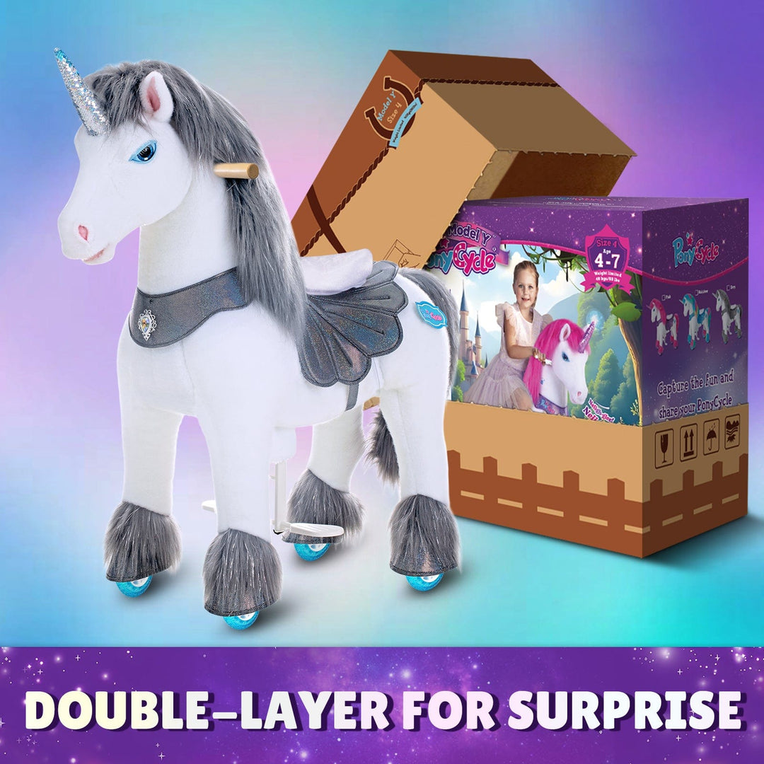 Model Y® Grey Unicorn Rideable Toy for Age 4-7