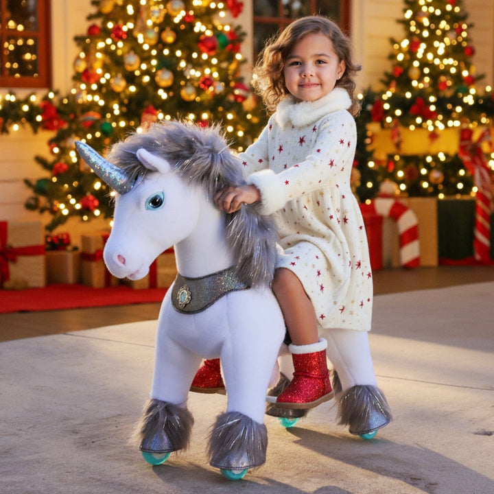 Model Y® Grey Unicorn Rideable Toy for Age 4-7